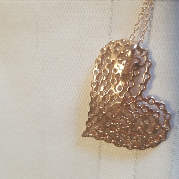 PENDANT W/CHAIN ♥️Rose Gold over 925 SS.Diamond Simulants NWOT J#45 - Picture 4 of 5